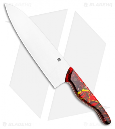 Blue Collar Blades Mule Chef Knife Red/Black Shok (7" Satin)