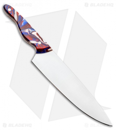 Blue Collar Blades Mule Chef Knife Red/Blue/White Shok (8" Satin)