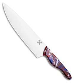 Blue Collar Blades Mule Chef Knife Red/Blue/White Shok (8" Satin)