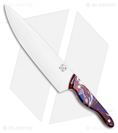 Blue Collar Blades Mule Chef Knife Red/Blue/White Shok (8" Satin)