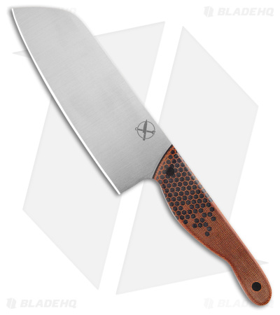 Blue Collar Blades Slick Six Santoku Knife Nat. Micarta w/ Black Hex  (6" Satin)