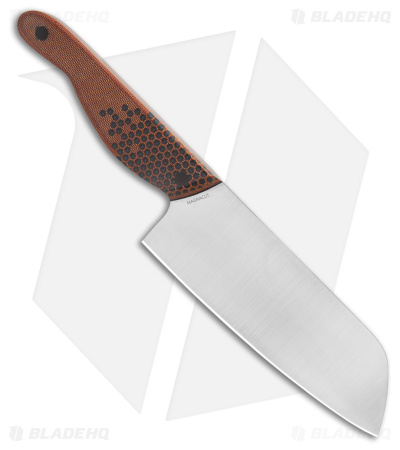 Blue Collar Blades Slick Six Santoku Knife Nat. Micarta w/ Black Hex  (6" Satin)