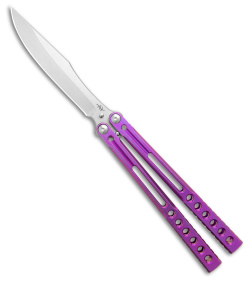 Heibel Knives Invictus Balisong Knife Channel Purple Titanium (4.6" SW)