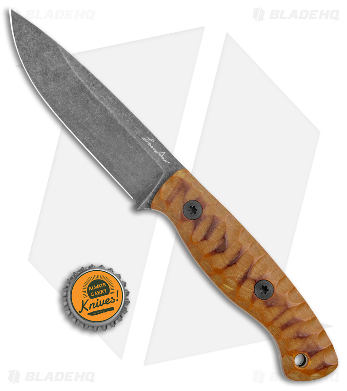 Landau Custom Bushcraft Fixed Blade Knife Vintage Micarta (4.5" Acid Wash)