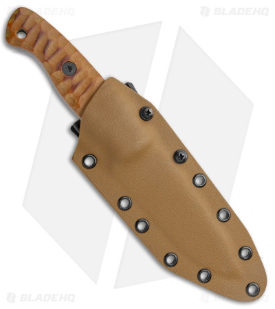 Landau Custom Bushcraft Fixed Blade Knife Vintage Micarta (4.5" Acid Wash)