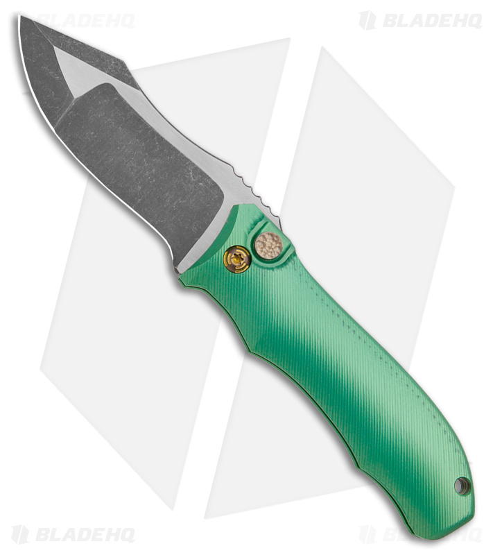 Landau Knives Prototype Saoirse Button Lock Knife Teal Stripe (3.25" Two Tone)