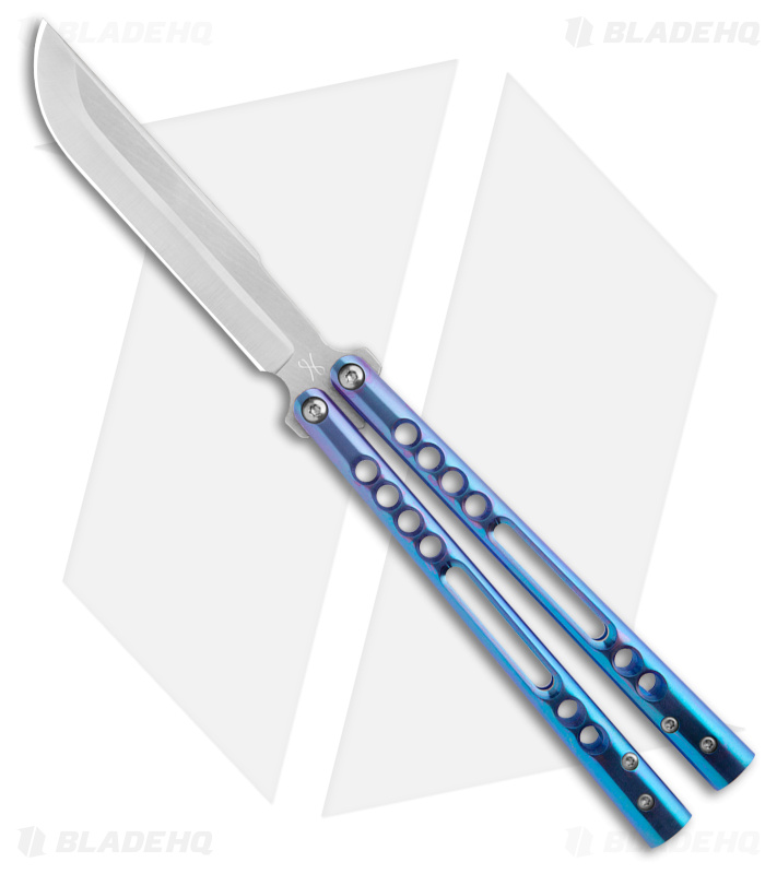 Lanier Knives Custom SL #20 Balisong Knife Purple Titanium (5" Acid/Satin)