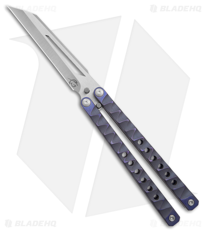 Scorpion 6 Knives B-2B Balisong Butterfly Knife Sculpted Purple Ti (4" Satin)