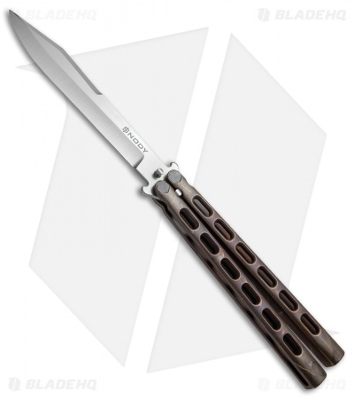 Snody Knives Custom Highroller Balisong Butterfly Knife Battle Bronze (5" Satin)