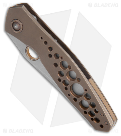 TuffKnives Geoff Blauvelt Custom Prospect-V Knife Bronze Ti (3.5" Stonewash)