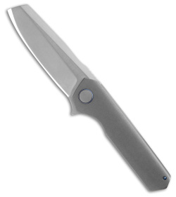  TuffKnives Geoff Blauvelt Custom Slimfoot Mini  Knife - Gray Titanium w/ Blue 