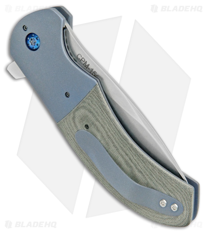 Aaron Frederick Custom Rictor Flipper Knife Green Micarta/Ti (3.37" Stonewash)
