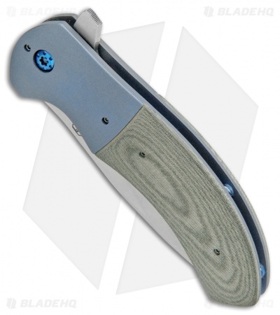 Aaron Frederick Custom Rictor Flipper Knife Green Micarta/Ti (3.37" Stonewash)