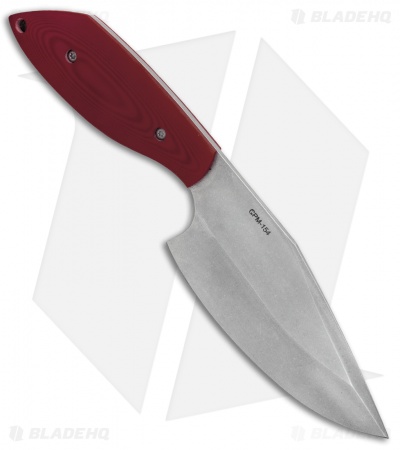 Trash Panda Knives Panda-1 Fixed Blade Knife Red G-10 (5.75" Stonewash)