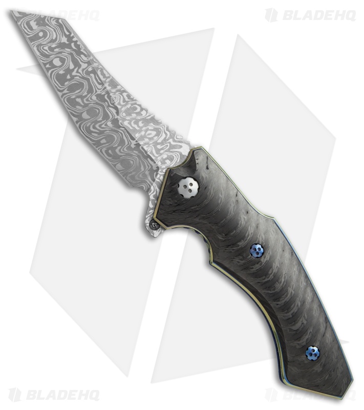 Allen Elishewitz Custom Black Dolphin Knife C300 CF (3.75" Damascus)