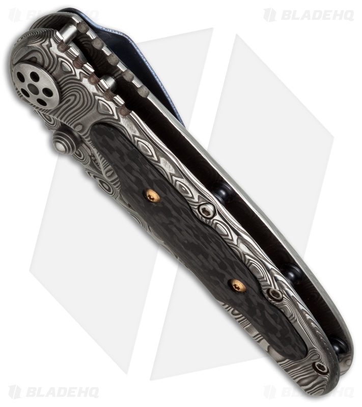Allen Elishewitz Custom Damascus Frame Lock Knife Carbon Fiber (3.25" Damascus)