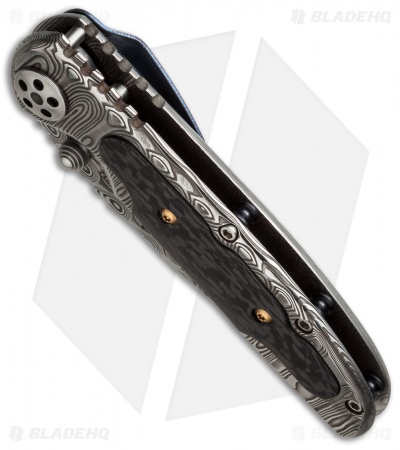 Allen Elishewitz Custom Damascus Frame Lock Knife Carbon Fiber (3.25" Damascus)