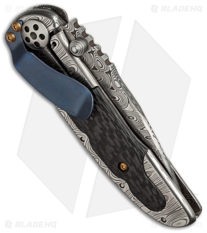 Allen Elishewitz Custom Damascus Frame Lock Knife Carbon Fiber (3.25" Damascus)
