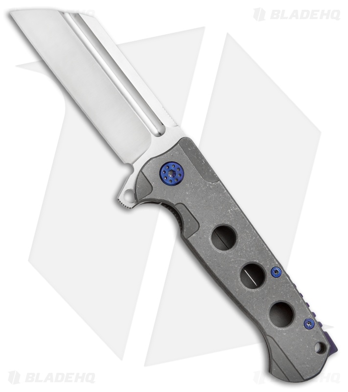 Andre de Villiers Classic Butcher Flipper Knife Bead Blast/Blue (4" Satin) AdV