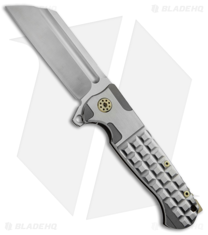 Andre de Villiers Classic Butcher Flipper Knife Knurled/Gold HW (4" Satin) AdV
