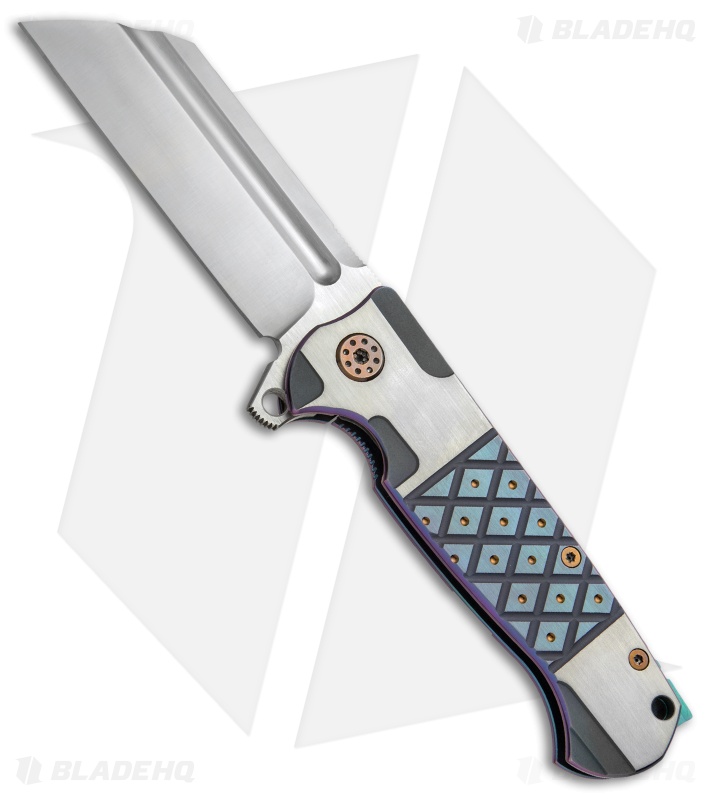 Andre de Villiers Classic Butcher Flipper Knife Diamonds/Gold (4" Satin) AdV