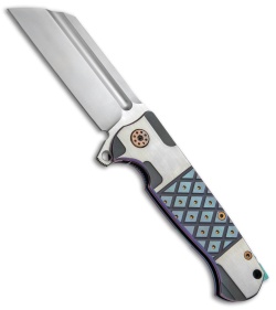 Andre de Villiers Classic Butcher Flipper Knife Diamonds/Gold (4" Satin) AdV 