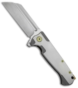 Andre de Villiers Classic Butcher Flipper Knife Satin/Gold Ti (4" Satin) AdV 