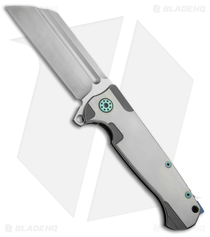 Andre de Villiers Classic Butcher Flipper Knife Satin/Green Ti (4" Satin) AdV