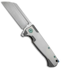 Andre de Villiers Classic Butcher Flipper Knife Satin/Green Ti (4" Satin) AdV 