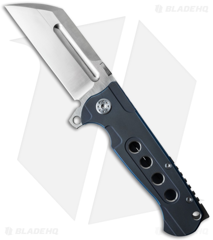 Andre de Villiers Mid-Tech Butcher Frame Lock Knife Blue Fade (3.75" Satin) AdV