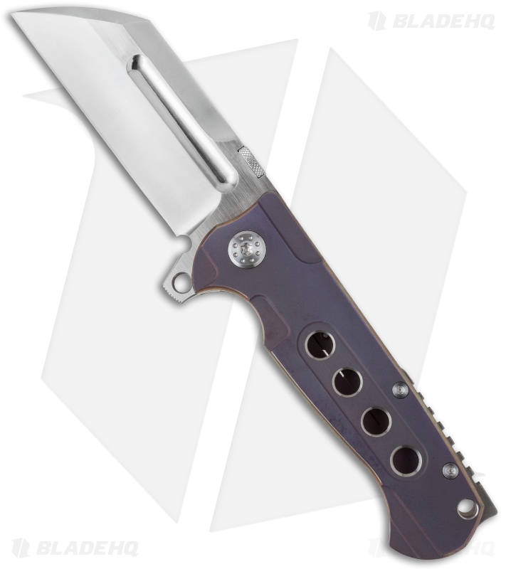 Andre de Villiers Mid-Tech Butcher V2 Frame Lock Knife Violet (3.75" Satin) AdV