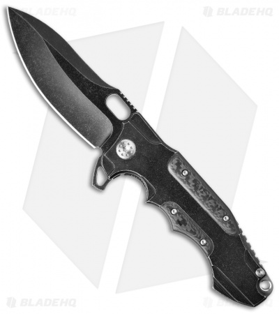 Andre de Villiers Hummer Flipper Knife Titanium/Carbon Fiber (4.25" Black SW)