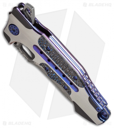 Andre de Villiers Hummer Flipper Knife Ti/LSCF (4.25" Damascus)
