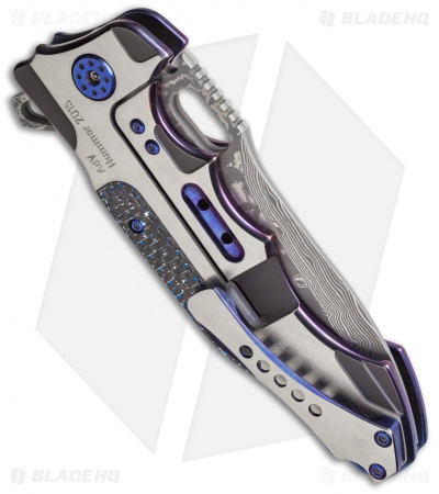 Andre de Villiers Hummer Flipper Knife Ti/LSCF (4.25" Damascus)