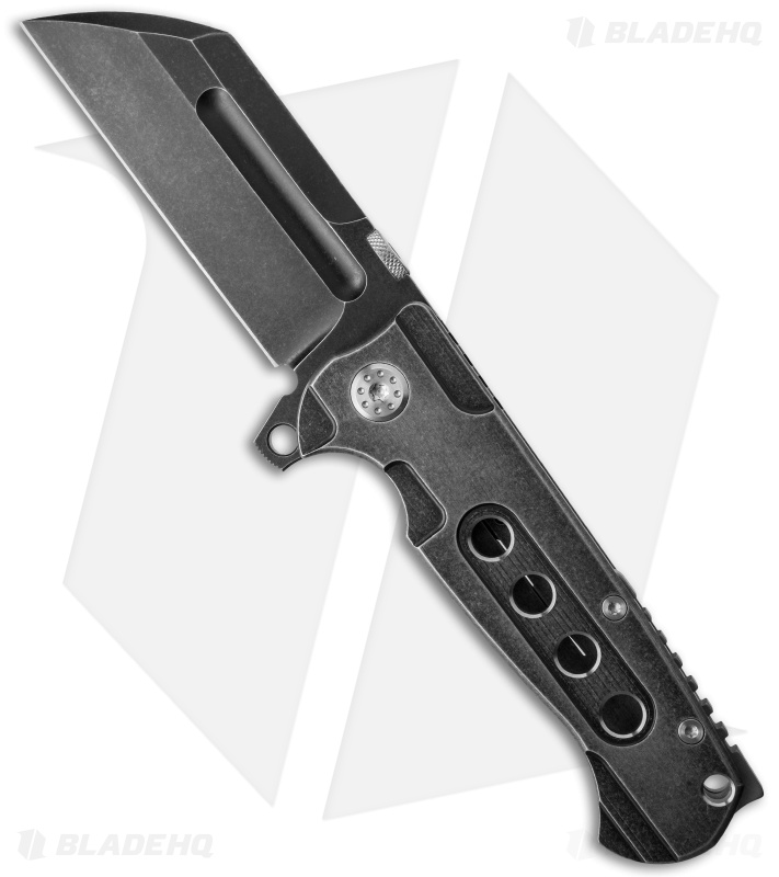 Andre de Villiers Mid-Tech Tac Butcher Frame Lock Knife Black Distress AdV