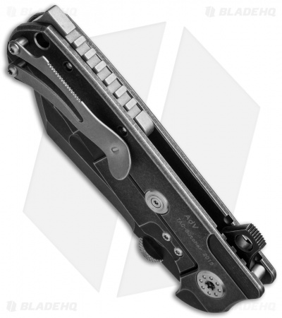 Andre de Villiers Mid-Tech Tac Butcher Frame Lock Knife Black Distress AdV
