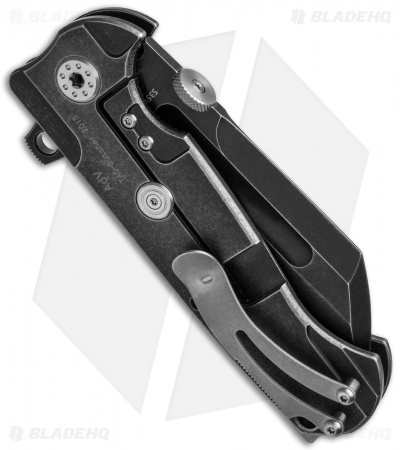 Andre de Villiers Mid-Tech Tac Butcher Frame Lock Knife Black Distress AdV