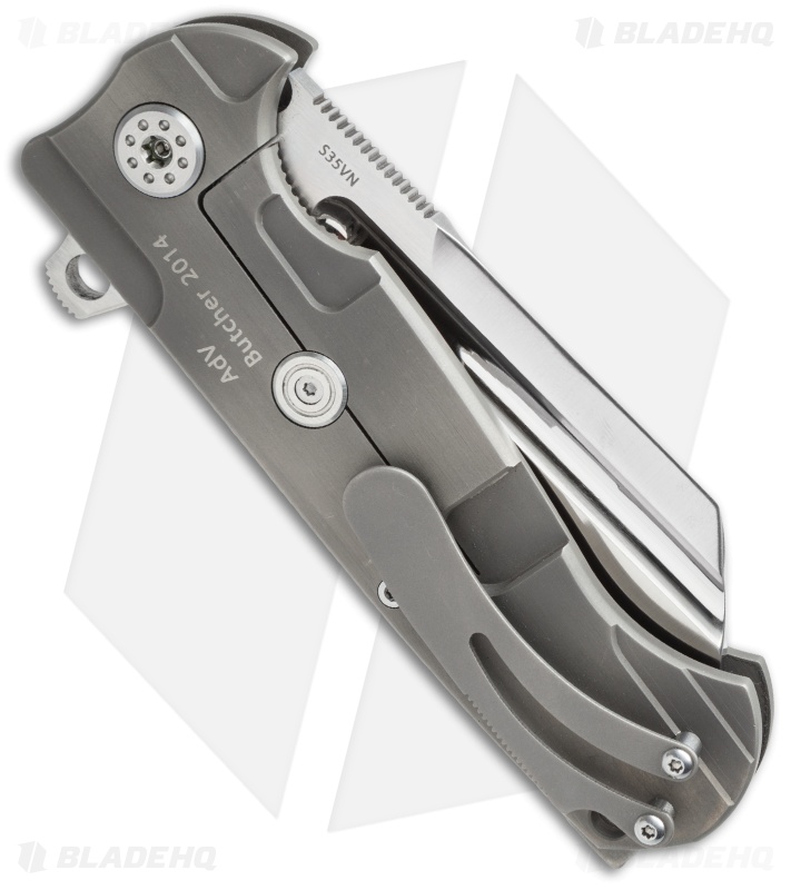 Andre de Villiers Mid-Tech Butcher Frame Lock Knife Gray (3.75" Satin) AdV