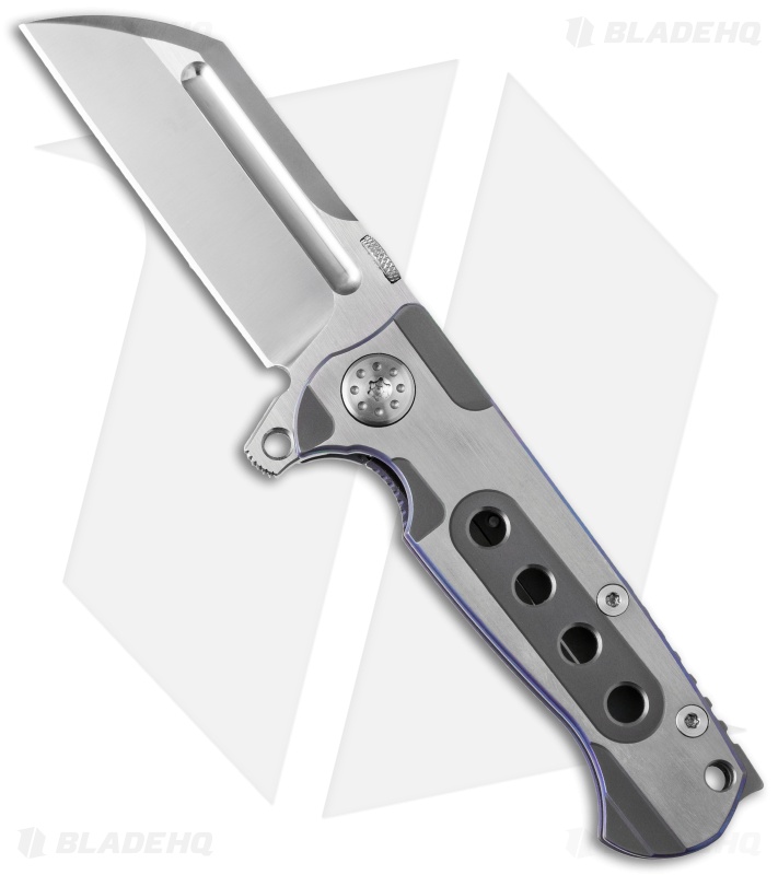 Andre de Villiers Mini Butcher Flipper Knife Satin/Blue BB Clip (3" Satin) AdV