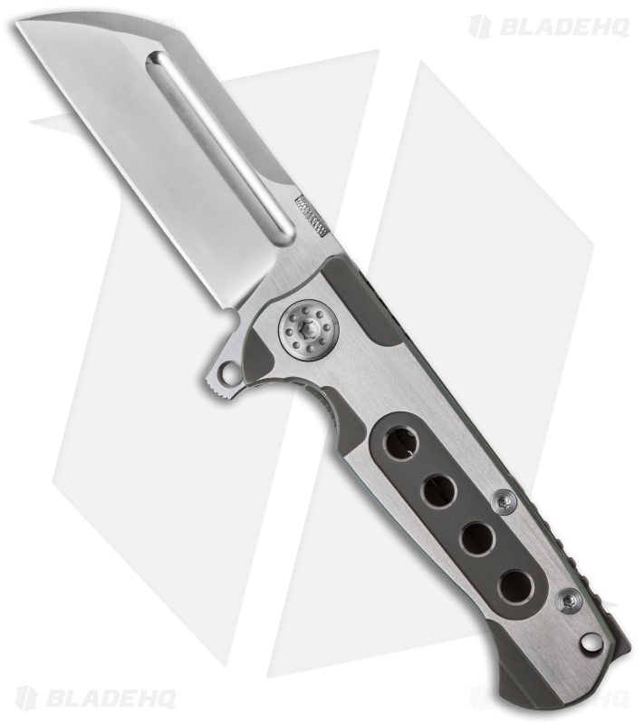 Andre de Villiers Mid-Tech Mini Butcher Flipper Knife Satin/Green (3" Satin) AdV