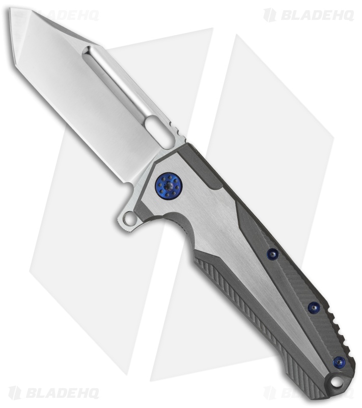 Andre de Villiers Mid-Tech Beast Flipper Knife w/ Blue Hardware (3.75" Satin)