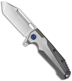 Andre de Villiers Mid-Tech Beast Flipper Knife w/ Blue Hardware (3.75" Satin)