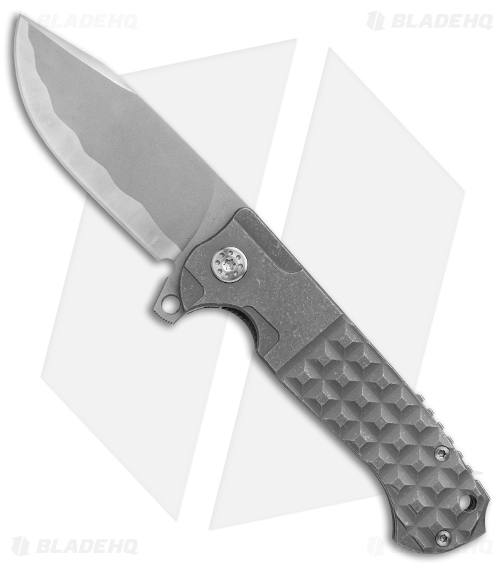 Andre De Villiers Custom Clip Point Knife Knurled Ti (Bead Blasted Hamon) AdV