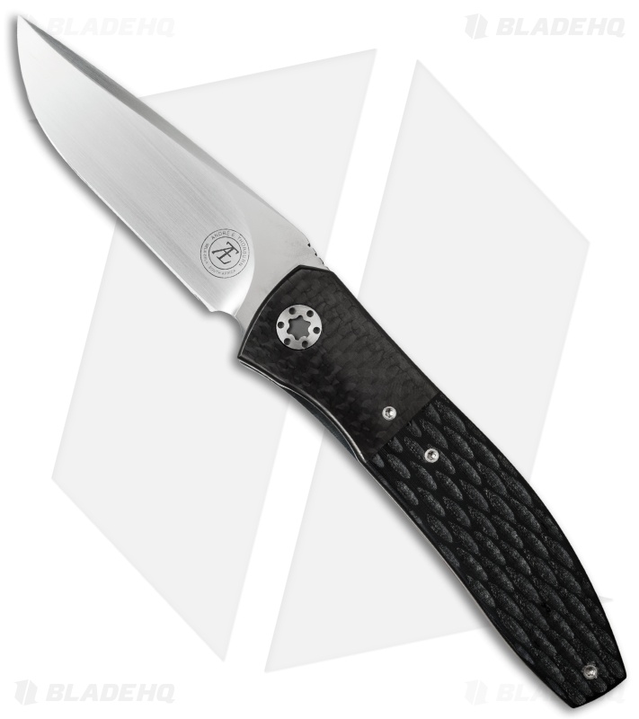 Andre Thorburn Custom L45 Flipper Liner Lock Knife Black G-10/CF (3.5" Satin)