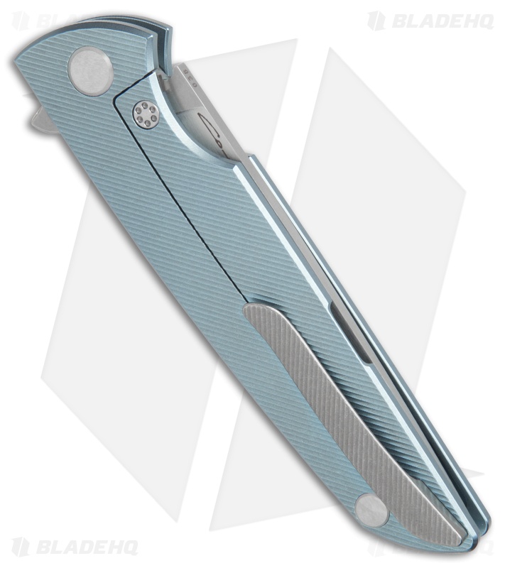 Andrei Sander Contra Flipper Frame Lock Knife Fluted Blue Ti (4" Satin)