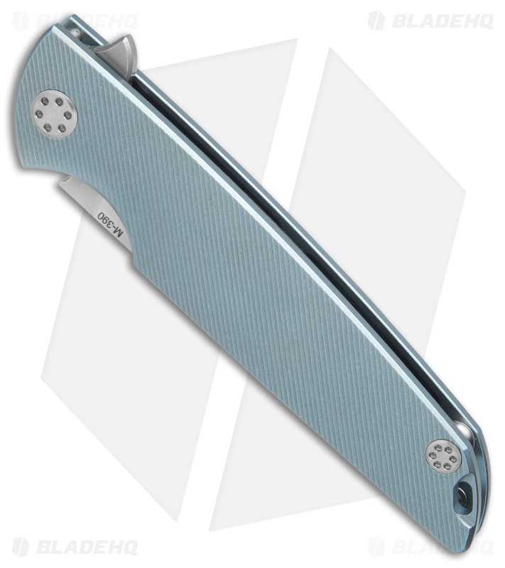 Andrei Sander Contra Flipper Frame Lock Knife Fluted Blue Ti (4" Satin)