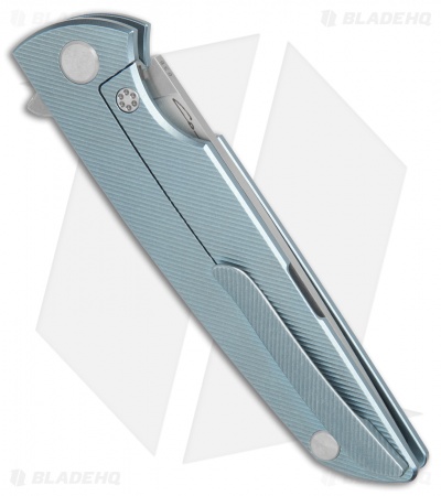 Andrei Sander Contra Flipper Frame Lock Knife Fluted Blue Ti /Clip (4" Satin)