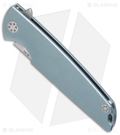 Andrei Sander Contra Flipper Frame Lock Knife Fluted Blue Ti /Clip (4" Satin)
