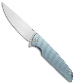 Andrei Sander Contra Flipper Frame Lock Knife Fluted Blue Ti /Clip (4" Satin)