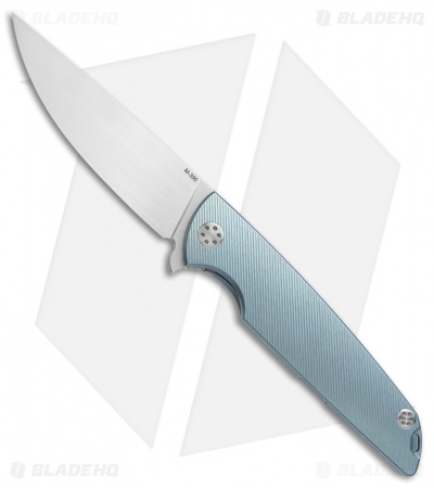Andrei Sander Contra Flipper Frame Lock Knife Fluted Blue Ti /Clip (4" Satin)